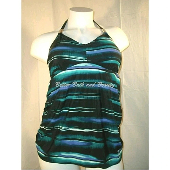 MEDIUM Liz Lange Target Maternity Halter Tankini Swim Suit Top Pregnancy NWOT - Picture 1 of 3